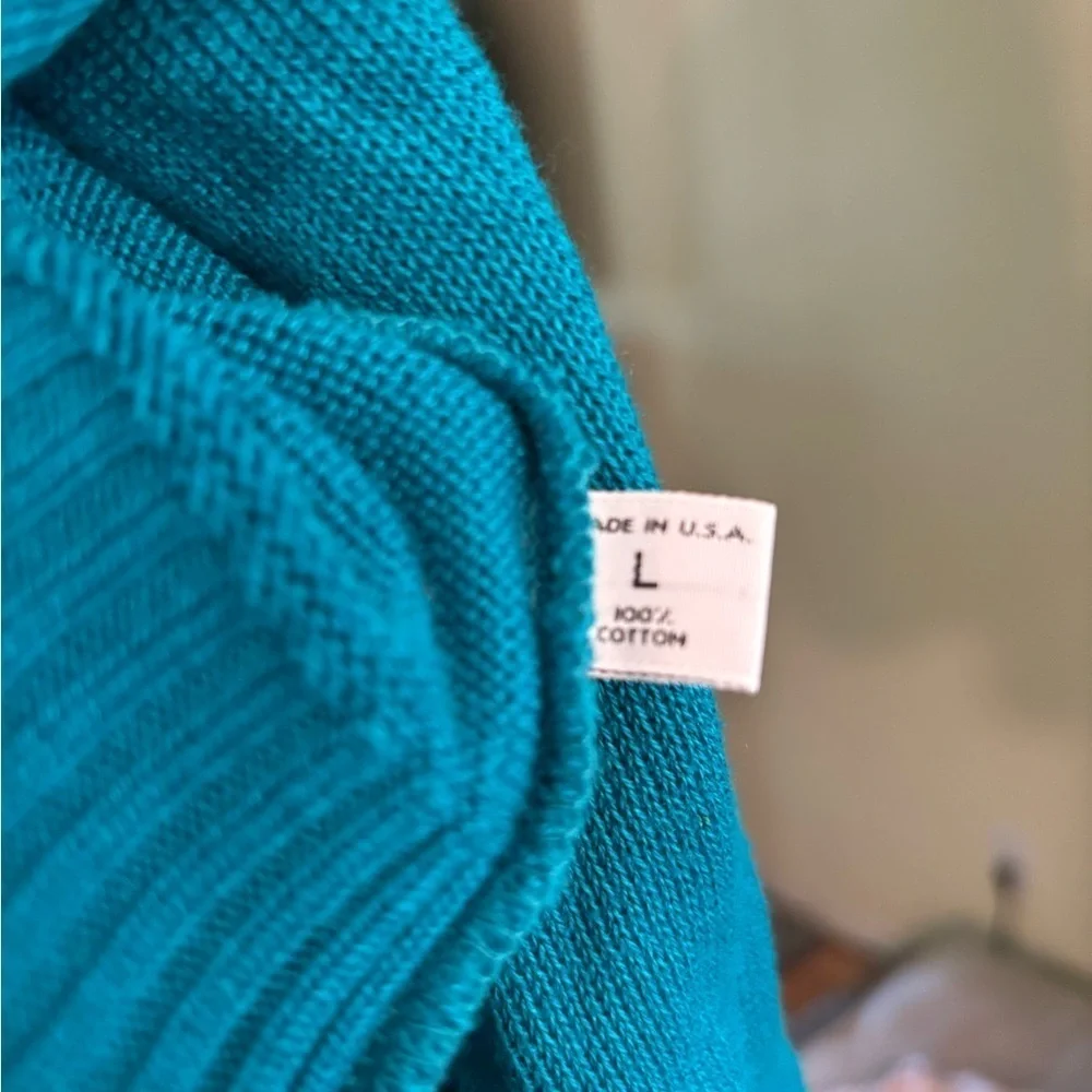 Vintage St. Croix Shop Geometric Pattern Knit Teal Sweater Size Large - Picture 7 of 7